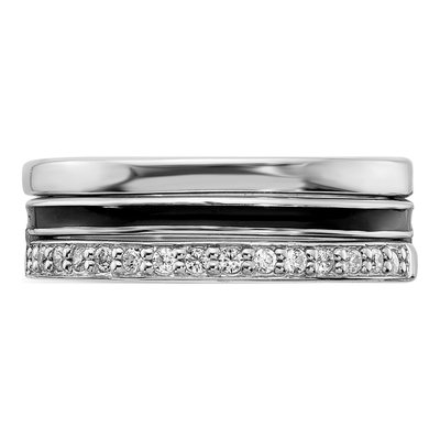 Sterling Silver Enamel & CZ Ring Set of 3 – view 5