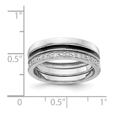 Sterling Silver Enamel & CZ Ring Set of 3 – view 6