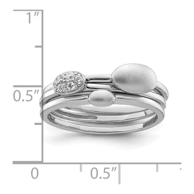 Sterling Silver CZ 3-Ring Set – view 4