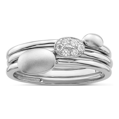 Sterling Silver CZ 3-Ring Set – view 5