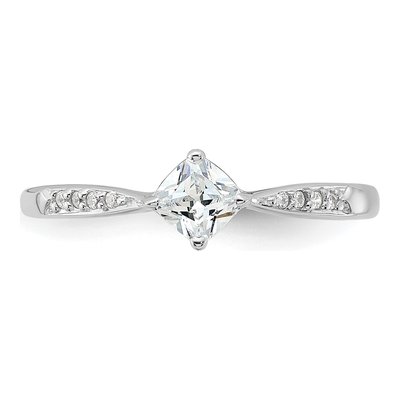 Sterling Silver CZ Square Engagement Ring – view 6