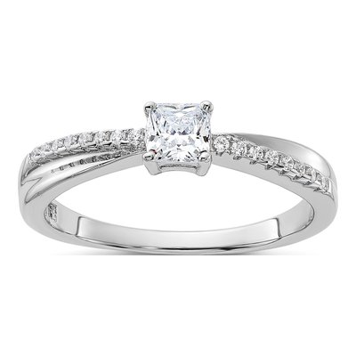 Sterling Silver CZ Engagement Ring