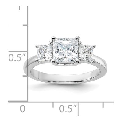Sterling Silver CZ 3-Stone Engagement Ring – view 5