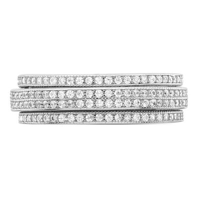 Sterling Silver CZ Pave Eternity Band – view 5
