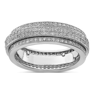 Sterling Silver CZ Pave Eternity Band
