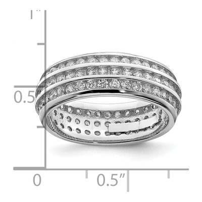 Sterling Silver 3-Row CZ Eternity Band – view 4