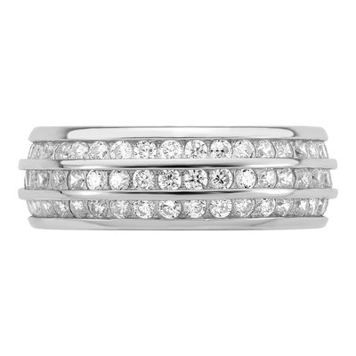 Sterling Silver 3-Row CZ Eternity Band – view 5