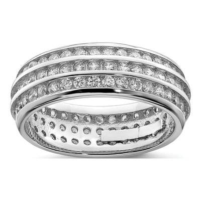 Sterling Silver 3-Row CZ Eternity Band