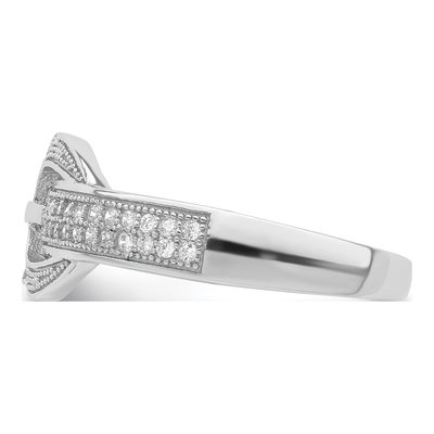 Sterling Silver CZ Buckle Ring – view 4