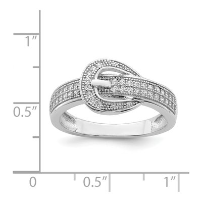 Sterling Silver CZ Buckle Ring – view 5