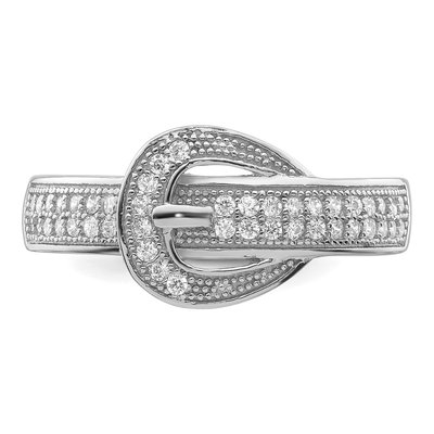 Sterling Silver CZ Buckle Ring – view 6