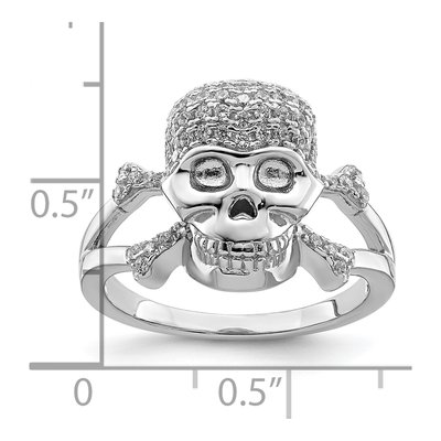 Sterling Silver CZ Skull Ring – view 5