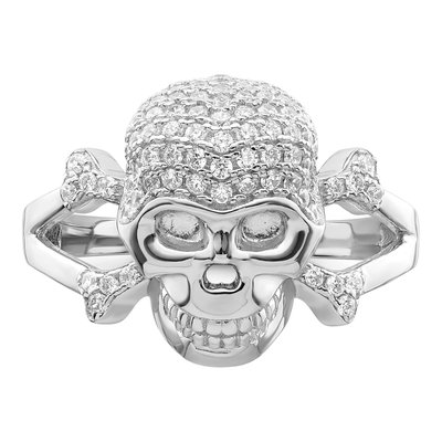Sterling Silver CZ Skull Ring – view 6