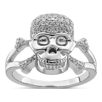Sterling Silver CZ Skull Ring
