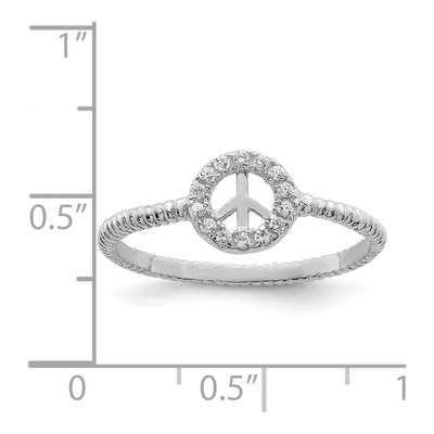 Sterling Silver CZ Peace Sign Ring – view 4