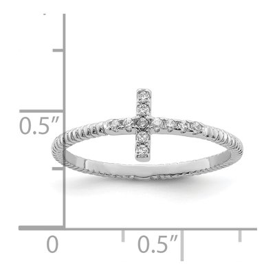 Sterling Silver CZ Cross Ring – view 5