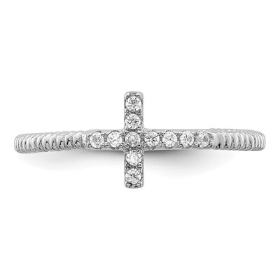 Sterling Silver CZ Cross Ring – view 6