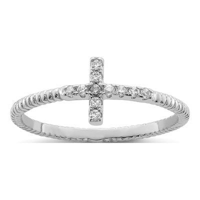 Sterling Silver CZ Cross Ring