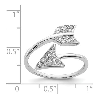 Sterling Silver CZ Adjustable Arrow Ring – view 5