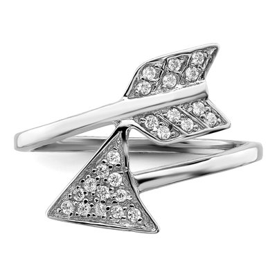 Sterling Silver CZ Adjustable Arrow Ring – view 6