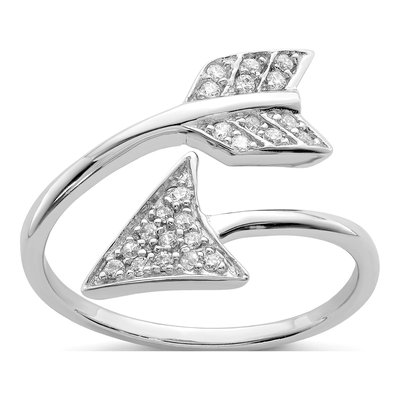 Sterling Silver CZ Adjustable Arrow Ring
