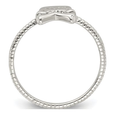 Sterling Silver Textured Skull Crossbones Ring – view 3