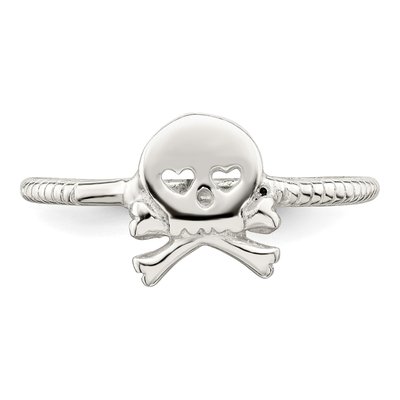 Sterling Silver Textured Skull Crossbones Ring – view 6