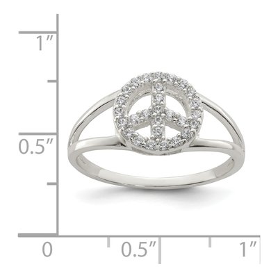 Sterling Silver CZ Peace Sign Ring – view 5