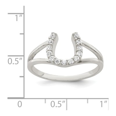 Sterling Silver CZ Horseshoe Ring – view 5