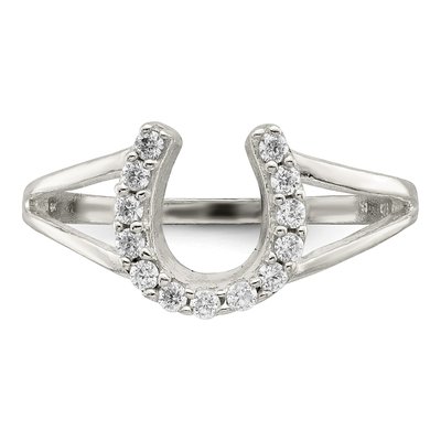 Sterling Silver CZ Horseshoe Ring – view 6