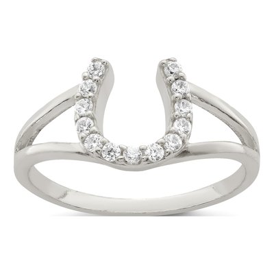 Sterling Silver CZ Horseshoe Ring