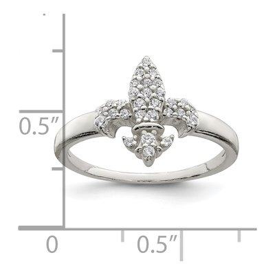 Sterling Silver CZ Fleur de Lis Ring – view 5