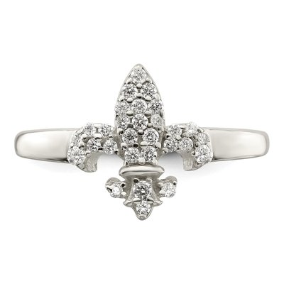Sterling Silver CZ Fleur de Lis Ring – view 6