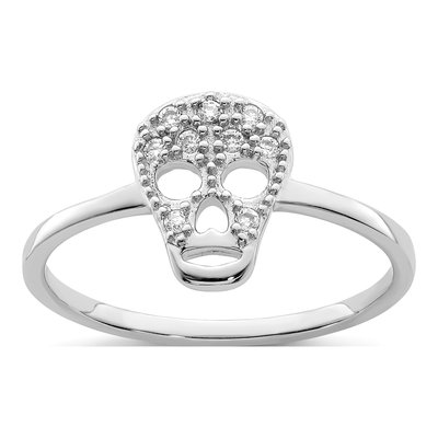 Sterling Silver CZ Skull Ring