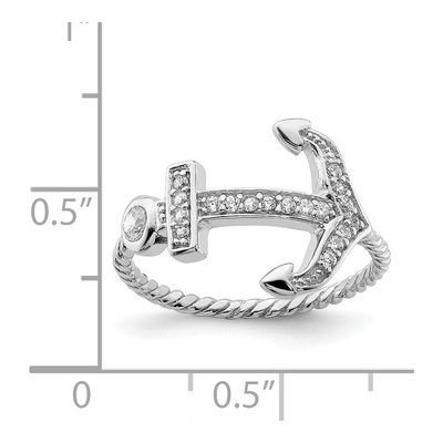 Sterling Silver CZ Anchor Ring – view 5