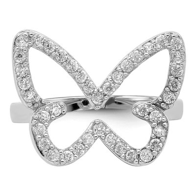 Sterling Silver CZ Butterfly Ring – view 6