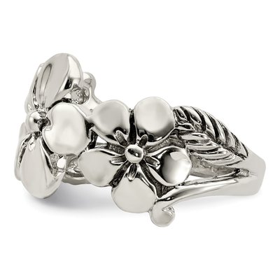 Sterling Silver Antiqued Flower Ring – view 4