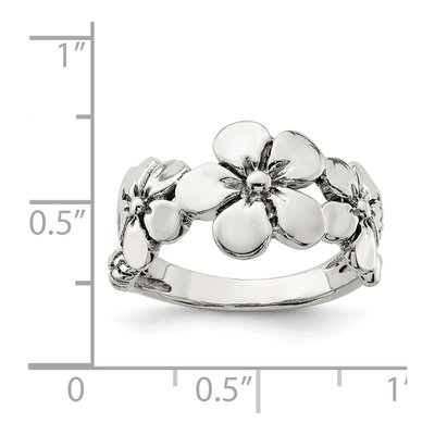 Sterling Silver Antiqued Flower Ring – view 5