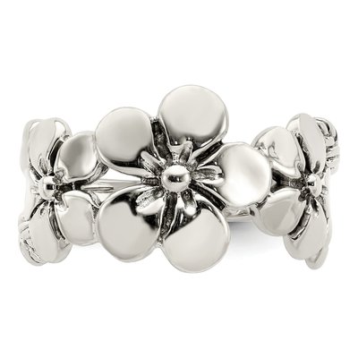 Sterling Silver Antiqued Flower Ring – view 6