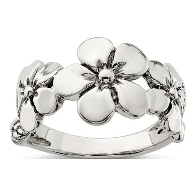 Sterling Silver Antiqued Flower Ring