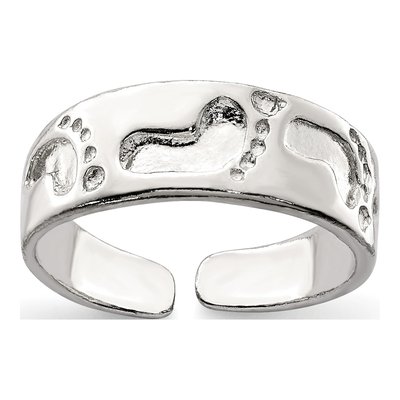 Sterling Silver Foot Print Toe Ring