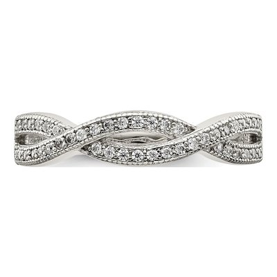 Sterling Silver CZ Twisted Ring – view 6