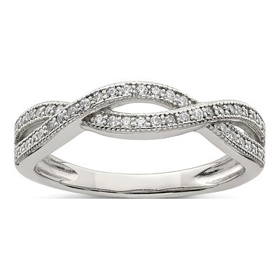 Sterling Silver CZ Twisted Ring