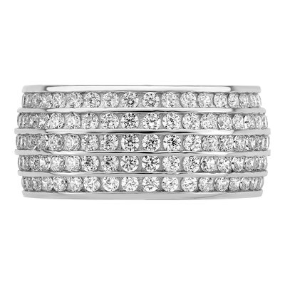 Sterling Silver 5-Row CZ Eternity Band – view 5