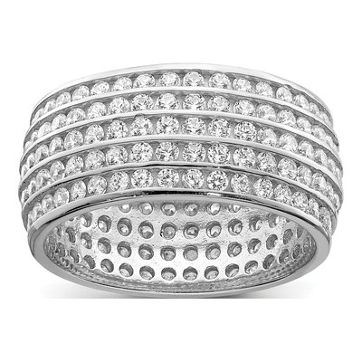 Sterling Silver 5-Row CZ Eternity Band