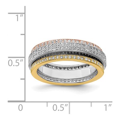 Sterling Silver Pave Motion Eternity Band – view 4