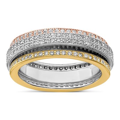 Sterling Silver Pave Motion Eternity Band