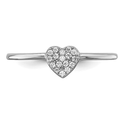 Sterling Silver CZ Heart Ring – view 6