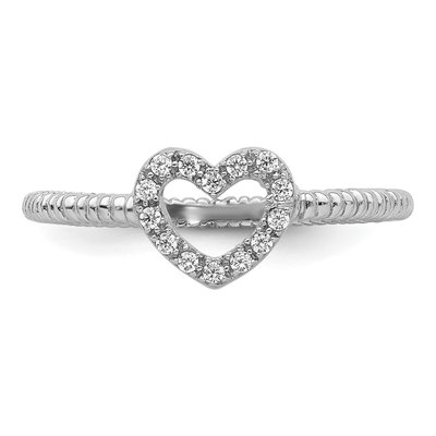 Sterling Silver CZ Heart Ring – view 6