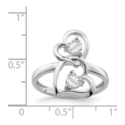 Sterling Silver CZ Double Heart Ring – view 5